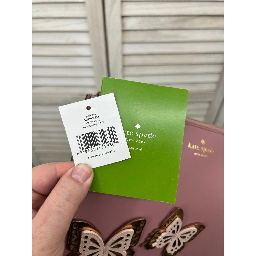 Kate Spade Little Len All The Buzz Butterfly Clutch Dusty Peony Pink Cottagecore